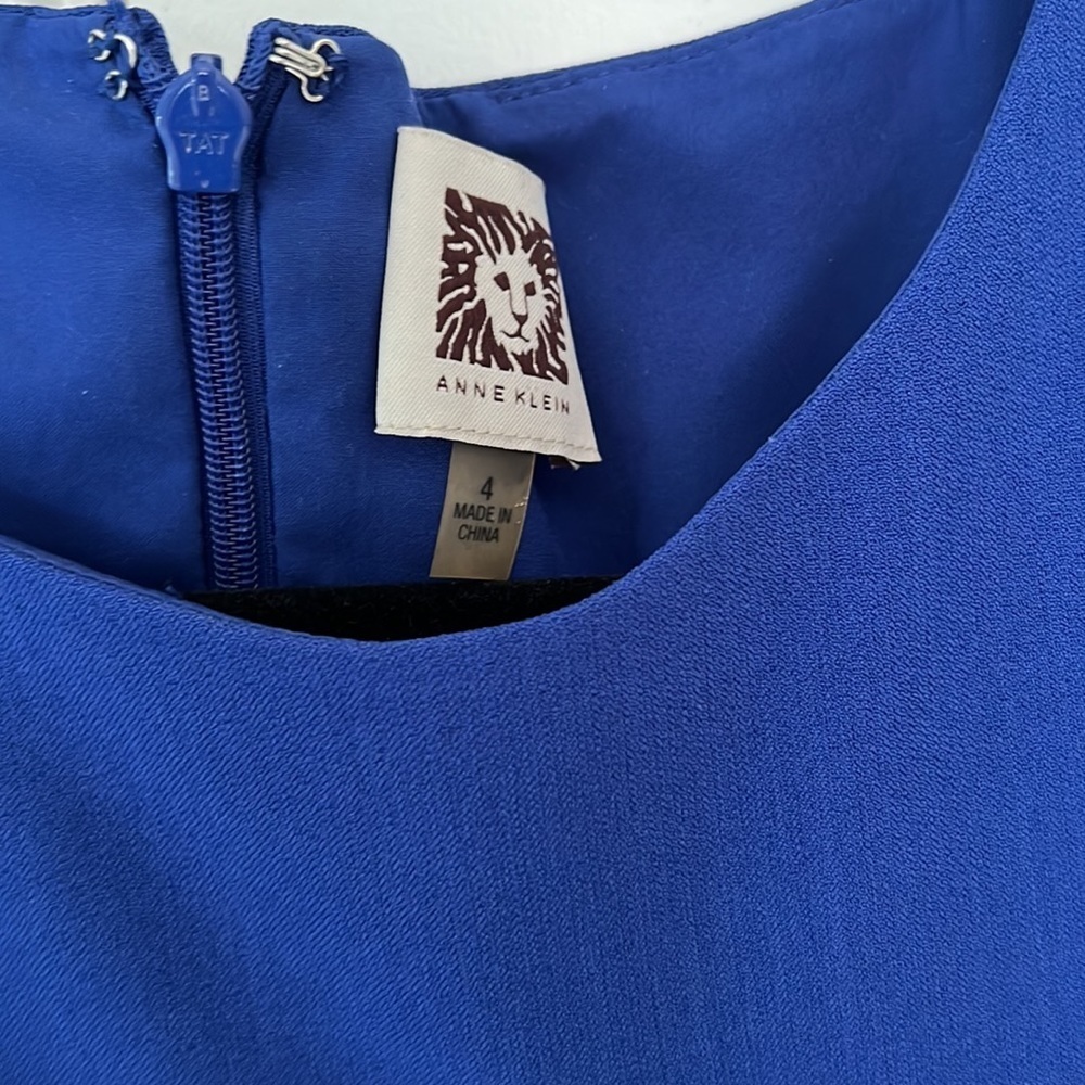 Anne Klein Sleeveless Blouse Peplum Drape Asymmetrical Detail Royal Blue - Picture 3 of 4